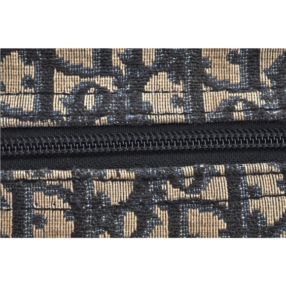 Authentic Christian Dior Trotter Hand Boston Bag Purse Canvas Leather Blue J9550 - Picture 9 of 16